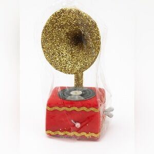 Vintage Phonograph Ornament Record Player Christmas Ornament new old stock